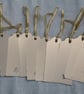 10 Christmas Gift tags, gold foiled card, Christmas Tree aperture, ribbon ties