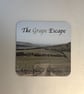 The Grape Escape...  9.5cm cork backed coaster 