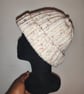 Ribbed Cream Pastel Tweed Beanie