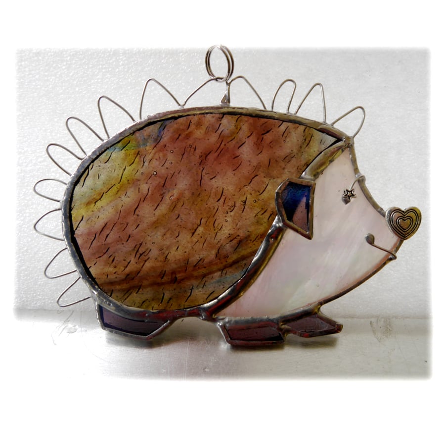 RESERVED Hedgehog Suncatcher Stained Glass Handmade 038 Right