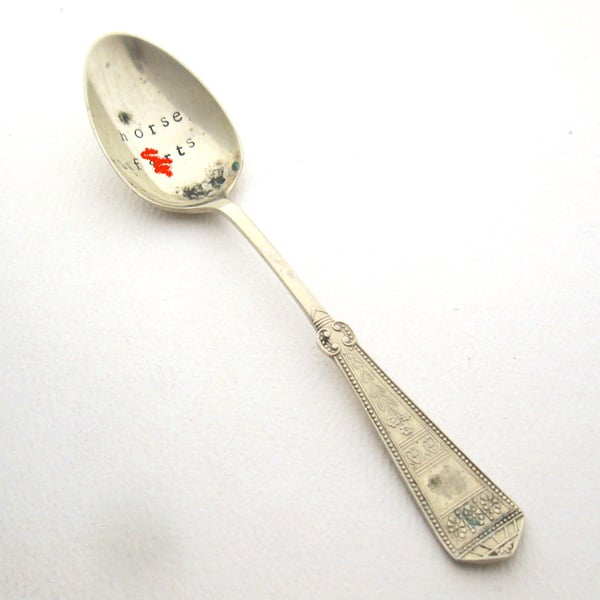 Very silly rude teaspoon, handstamped Victorian spoon