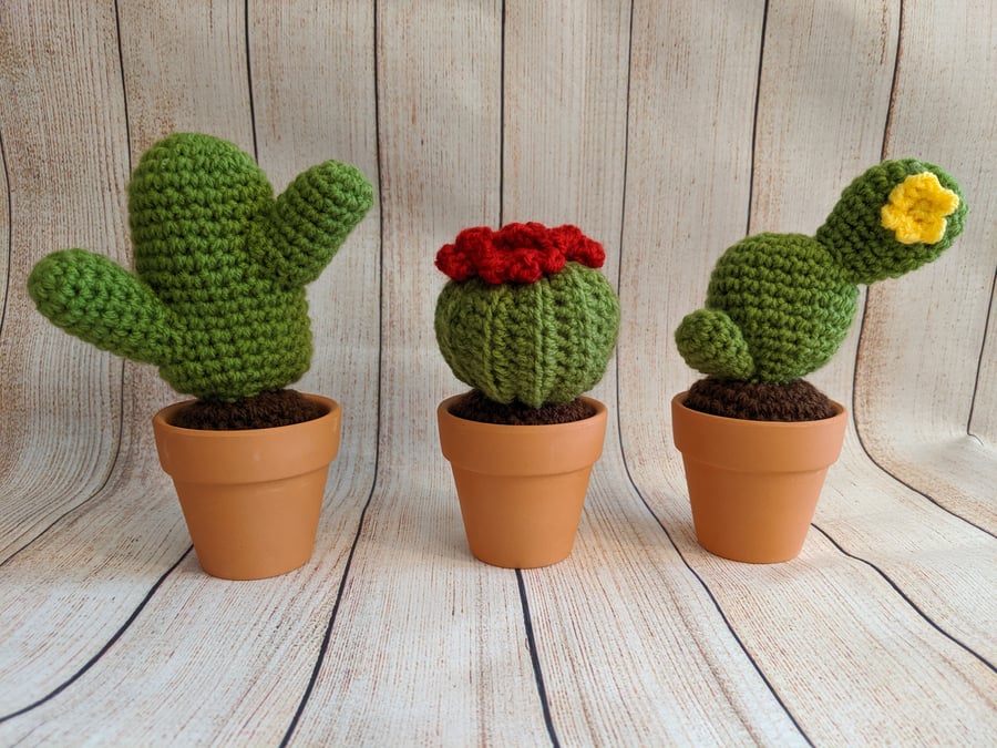 Crochet cactus - set of three