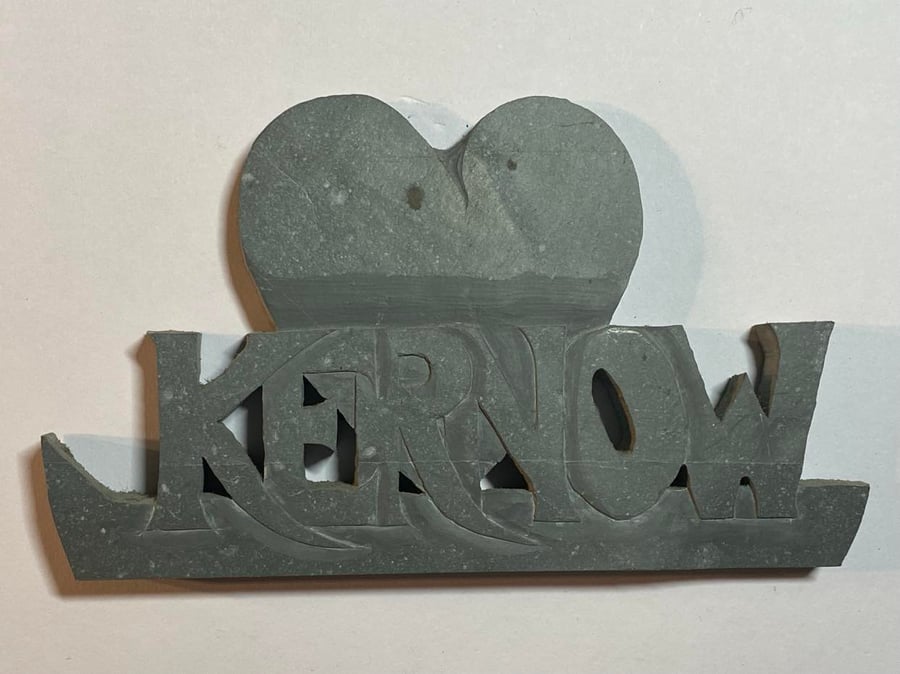 Love Kernow hand cut from Devonian Mudstone