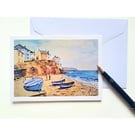 Blank greetings card The Beach Cawsand Cornwall from original painting size A6