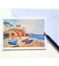 Blank greetings card The Beach Cawsand Cornwall from original painting size A6