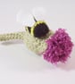 Made to order. Crochet thistle and felt bumblebee brooch - Image 1