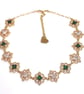 Green Clear Crystal Gold Necklace, Regency Style, Wedding Jewellery - Image 3