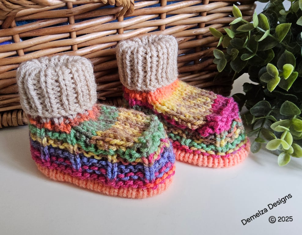 Baby Hand Knitted Designer Booties 3-6 months size 