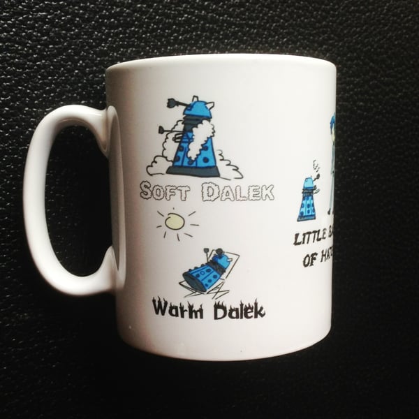 Dalek mug gift, Dr. Who, Blue Dalek, soft kitty verse inspired, Mug