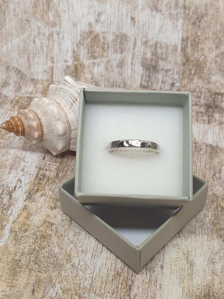 Sterling Silver 925 Hammered, Textured Handmade Ring