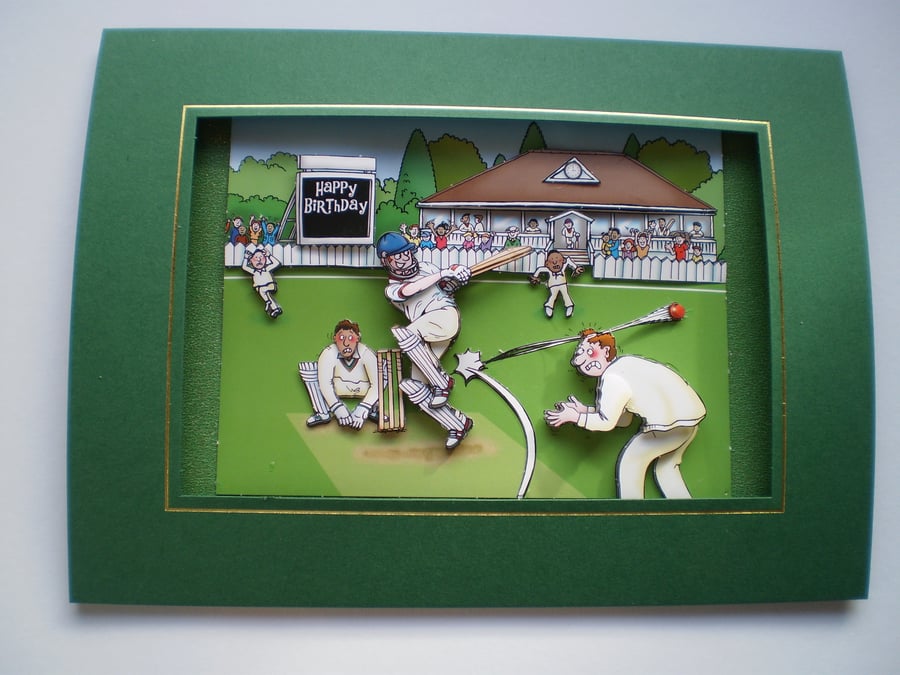 Cricket ,3D,Decoupage Male Birthday Card,Personalise