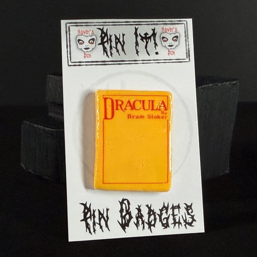 Pin It! Dracula Yellow Book Cover Cold Porcelain Pin Badge 