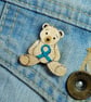 Ovarian Cancer Awareness Ribbon Bear Pin, Handmade Cancer Support Gift - Image 3