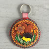 Embroidered Autumn Hedgehog Keyring