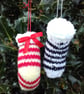 Pairs of Hand knitted stockings, Christmas Stockings,Stripy stockings, Stockings - Image 4
