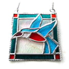 Kingfisher Framed Stained Glass Suncatcher Tile 