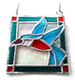 Sold 261016 t Kingfisher Framed Stained Glass Suncatcher Tile  - Image 1