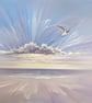 The First Swallow Arrives, a seascape painting with swallow