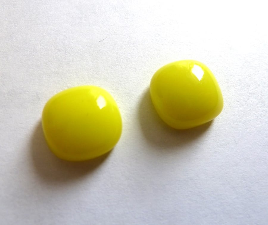 handmade fused glass cabochons yellow