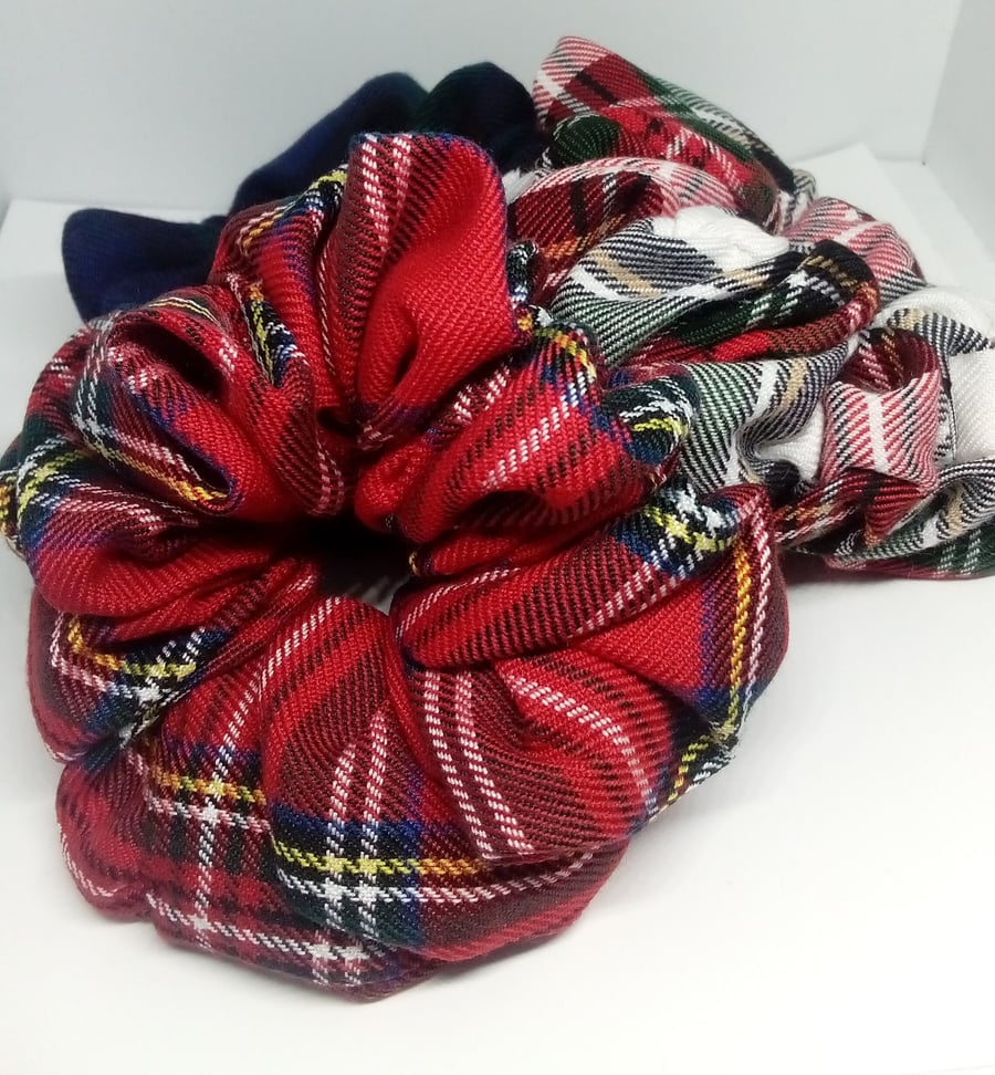 Tartan Hair Scrunchies, Scottish plaid hair ties