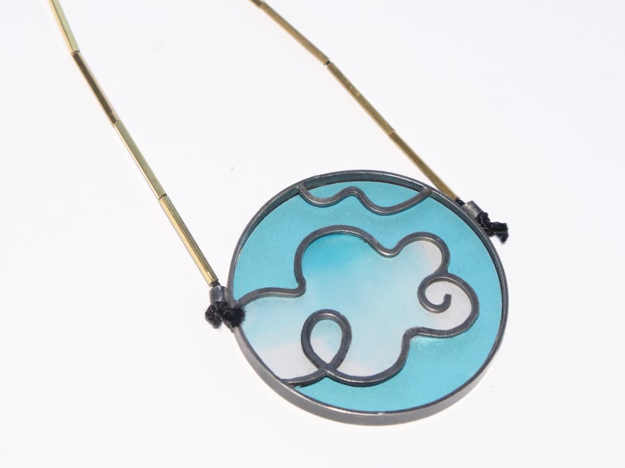 Abstract cloud necklace turquoise