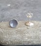 Grey enamel earrings, Monochrome, Circle studs - Image 5