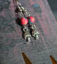 Toadstool earrings with pink clay beads - Image 6
