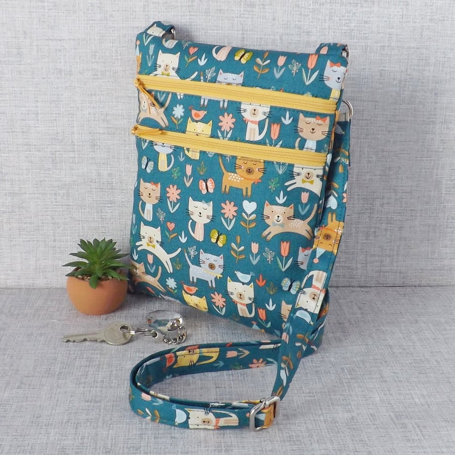 Cross body bag, dog walking bag, phone bag, cats