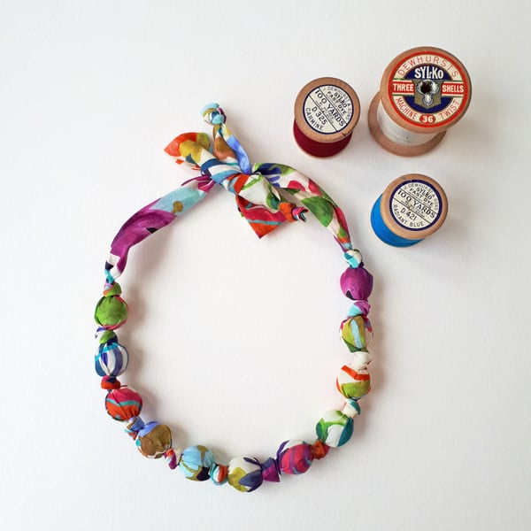 Brightly Coloured Liberty Print Fabric Necklace - Jungle Trip