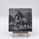 Horse engraved slate