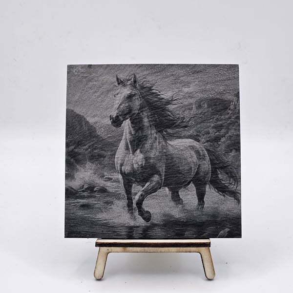 Horse engraved slate