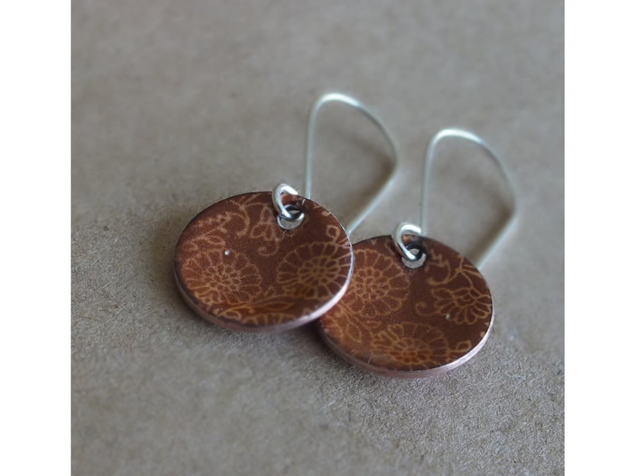 Terracotta coloured enamel earrings