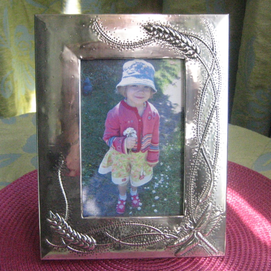 Handmade Silver Pewter Frame, Dragonfly Design