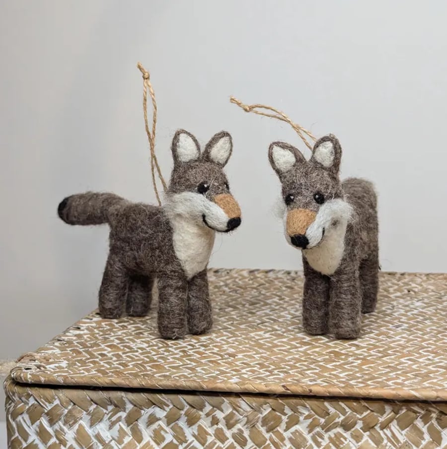Needle Felted Wolf decoration