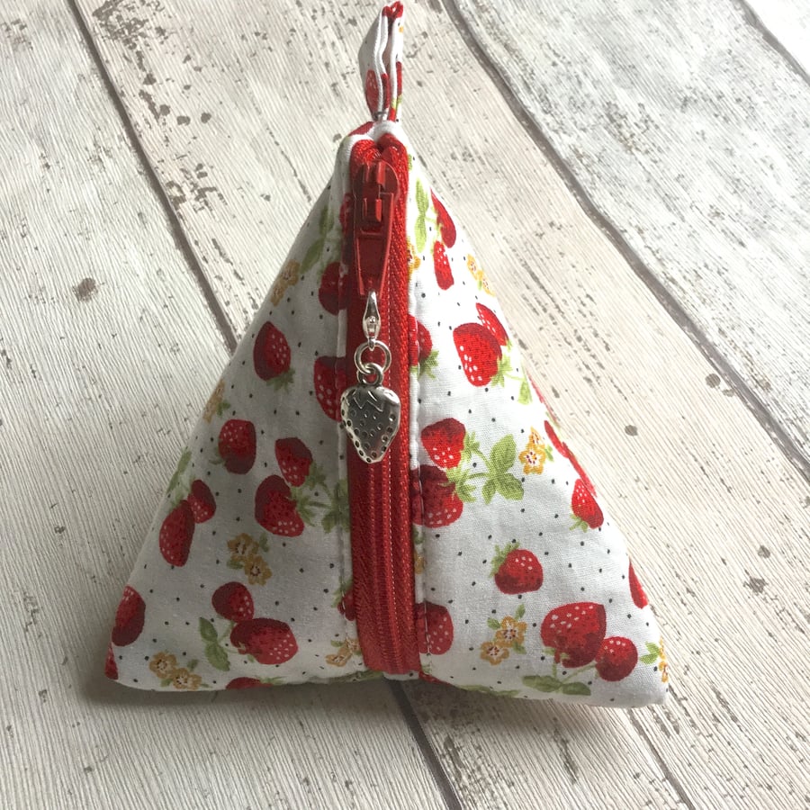Strawberry Themed Fabric Pyramid Purse