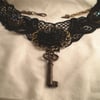 Steampunk "Drama at Midnight" Lace Key Necklace 