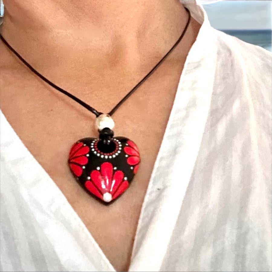 Red Petal Heart, with silk purse