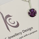 Handmade eco silver Purple solitaire pendant