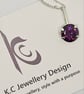 Handmade eco silver Purple solitaire pendant