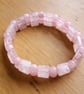 Stretchy Pink Rose Quartz Gemstone Cuff Stacker Bracelet - Image 2