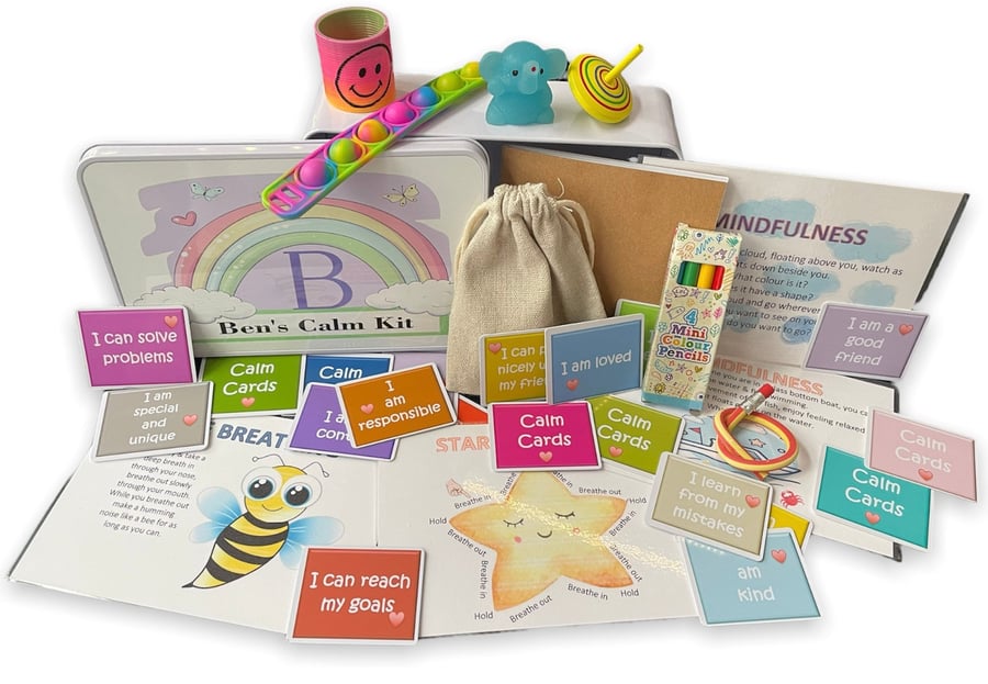 Calm kit, Coping strategies, personalised calm down kit, anti anxiety kit, affir