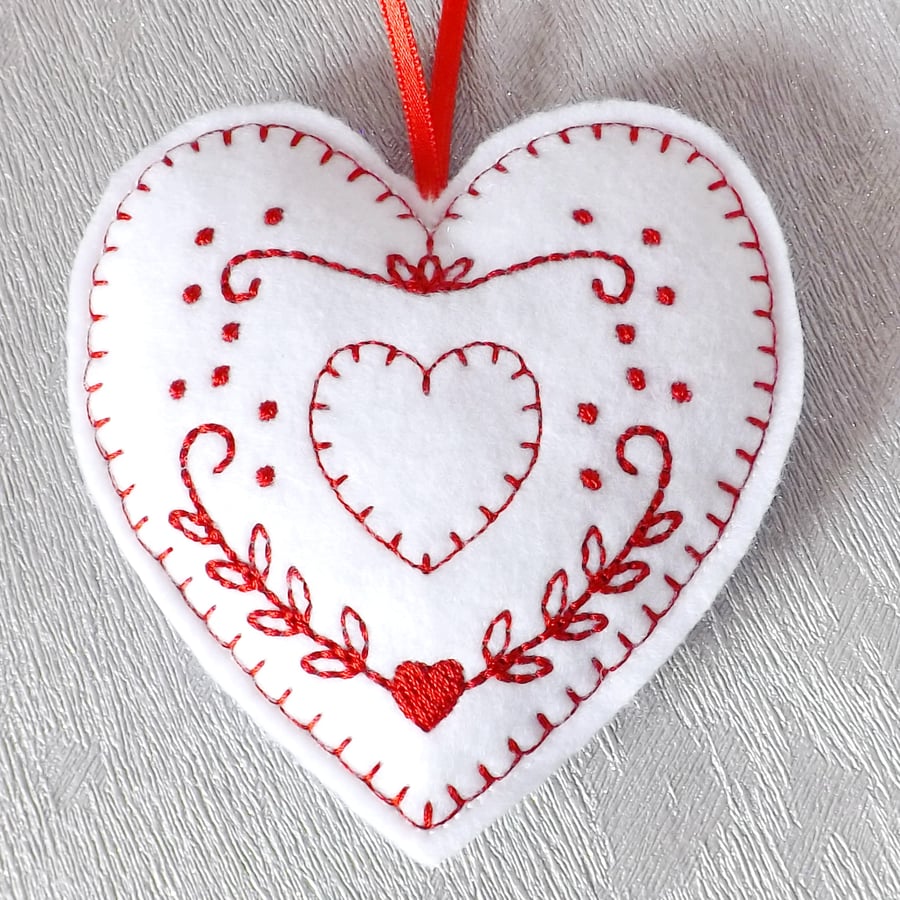 Heart decoration, hanging decoration, embroidered decoration. SALE