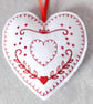 Christmas heart decoration, hanging decoration, embroidered decoration. - Image 6