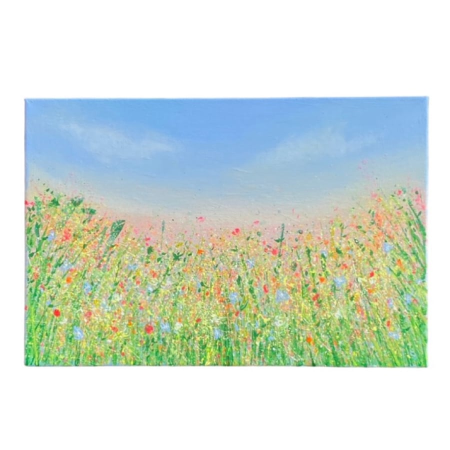 Acrylic on canvas abstract wild flowers painting 