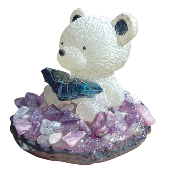 Guardian Bear: Lepidolite Dreamstone & Blue Celestite 