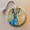 Perfectly Imperfect Hare ornament - ceramic hanging decoration, hare decoration