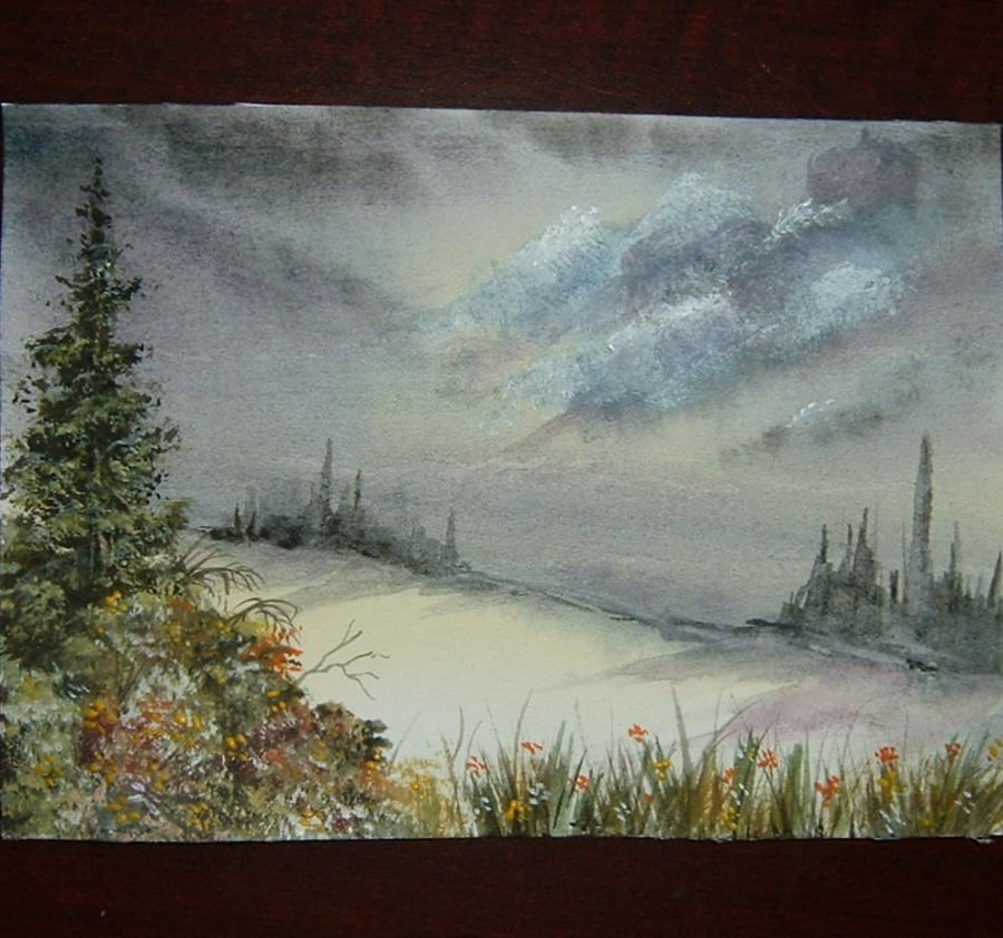 watercolour landscape painting art original ref 542