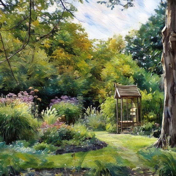 A4 Print Of Gooderstone Water Gardens Norfolk Seating Hut 
