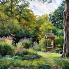 A4 Print Of Gooderstone Water Gardens Norfolk Seating Hut 