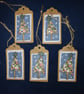 Quirky art whimsical handmade unique patchwork paper christmas trees tags